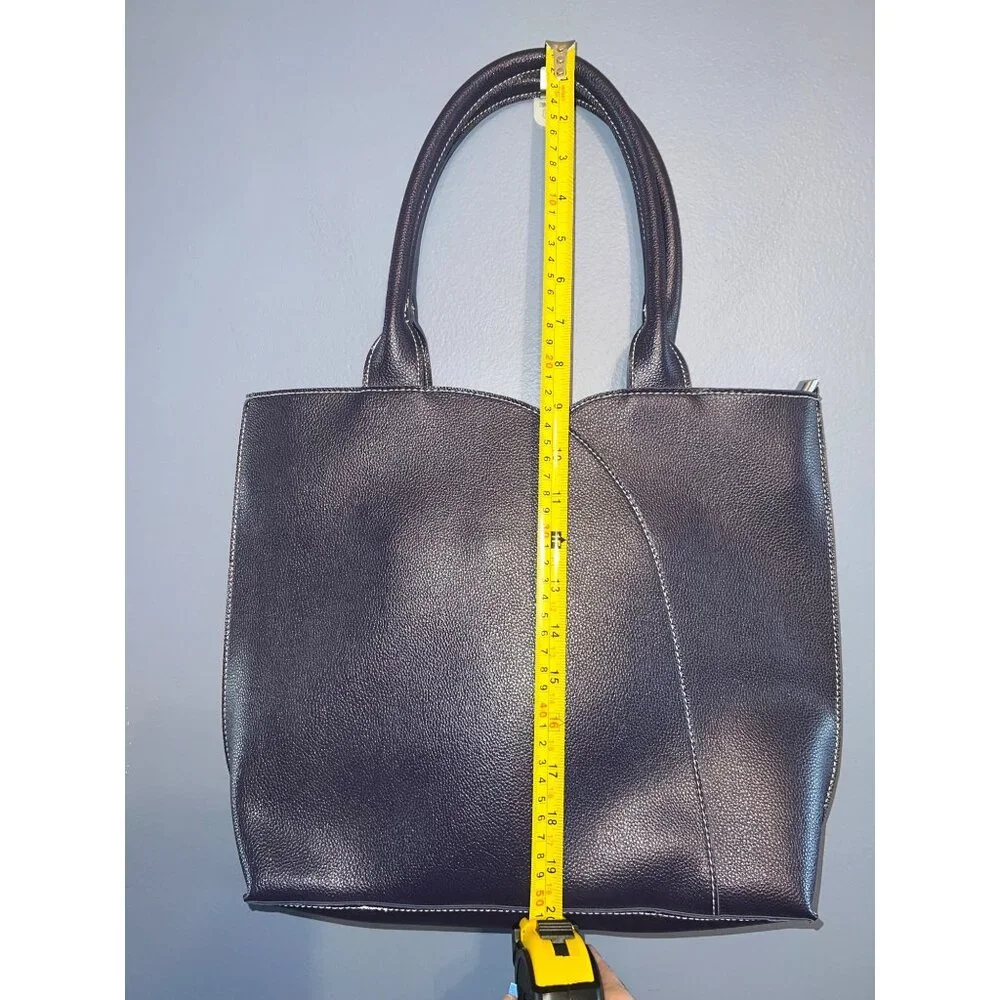 Mellow World Navy Blue/Purple Vegan‎ Leather Tote Purse W Multi Colored Tassels
